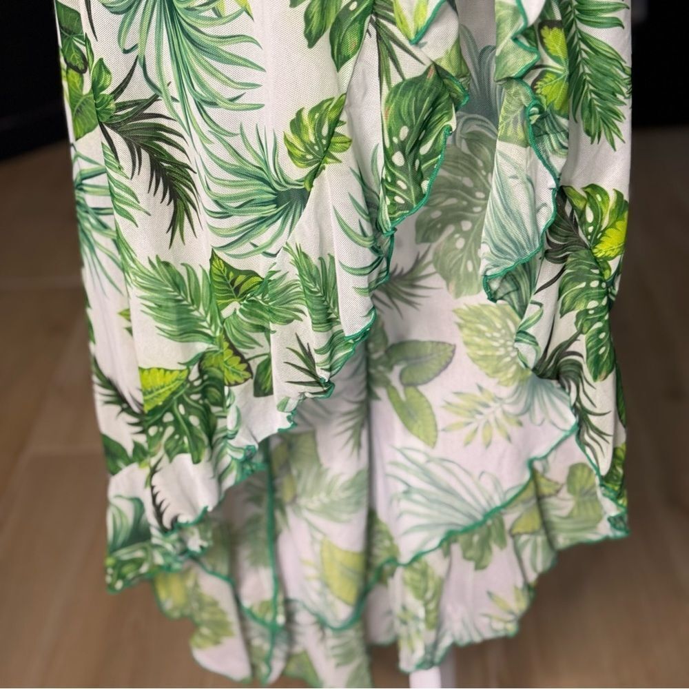 Tropical Ruffle Hem Cover Up, Size Large - Picture 7 of 13